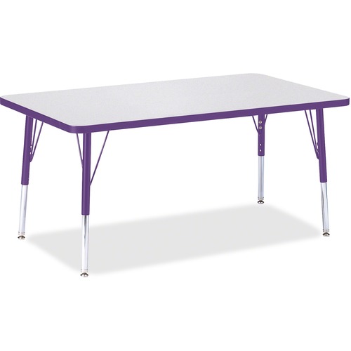 Activity Table, E-Height 15"-24", 30" x 48", Gray/Purple Edge