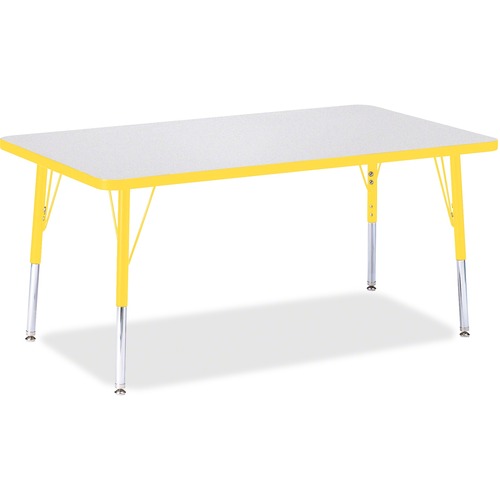 Activity Table, E-Height 15"-24", 30" x 48", Gray/Yellow Edge