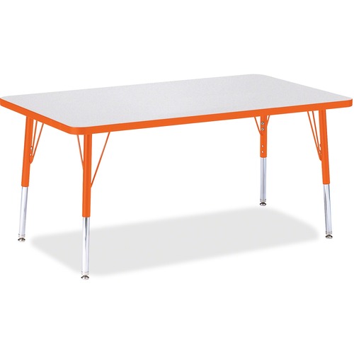 Activity Table, E-Height 15"-24", 30"x48", Gray/Orange Edge