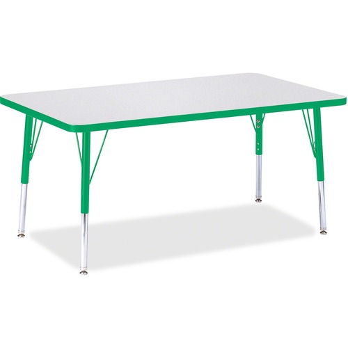 Activity Table, E-Height 15"-24", 30"x48", Gray/Green Edge