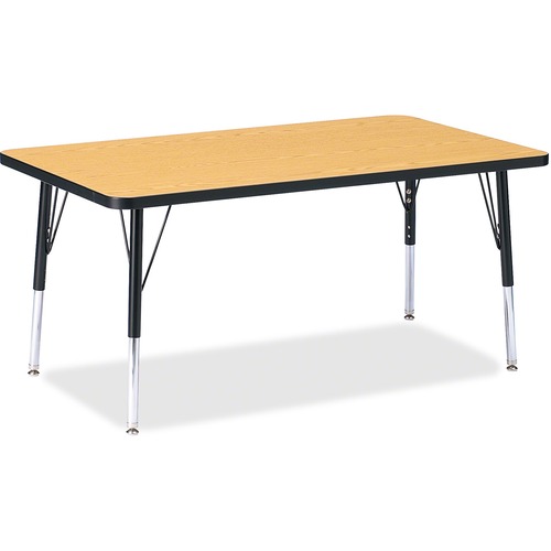 Rectangular Activity Table, 30" x 48" x 15"-24", Oak/Black