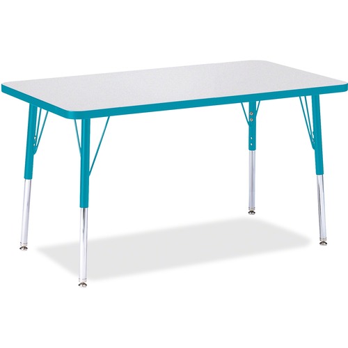 Activity Table, Rectangular, Adjustable Height 24"-31", 24" x 36", Gray/Teal Edge