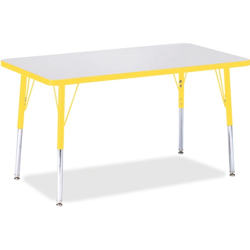 Activity Table, Rectangular, Adjustable Height 24"-31", 24"x36", Gray/Yellow Edge