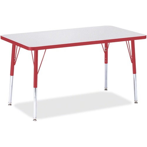 Activity Table, Rectangular, Adjustable Height 24"-31", 24"x36", Gray/Red Edge