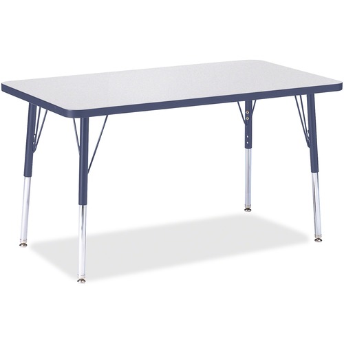 Activity Table, Rectangular, Adjustable Height 24"-31", 24"x36", Gray/Navy Edge