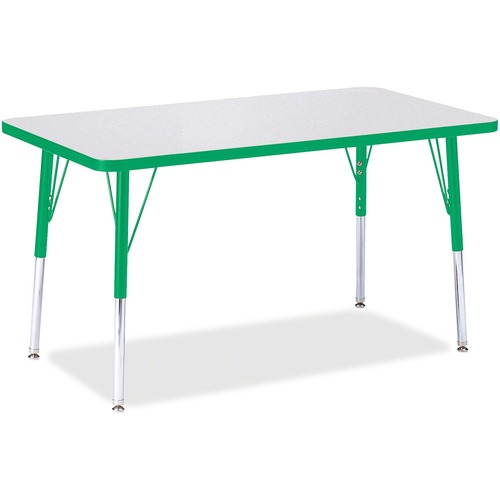 Activity Table, Rectangular, Adjustable Height 24"-31", 24"x36", Gray/Green Edge