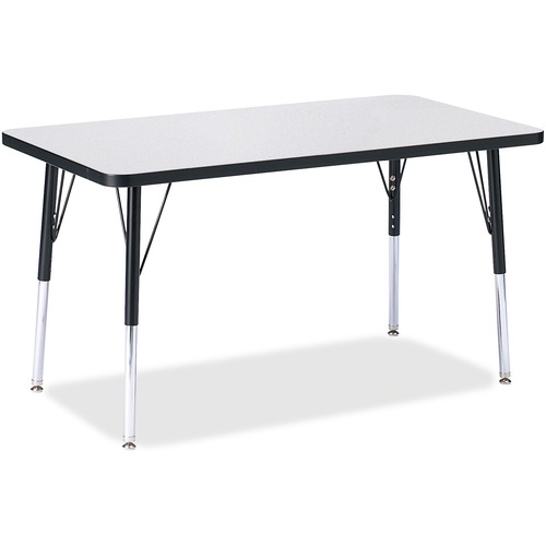Activity Table, Rectangular, Adjustable Height 24"-31", 24" x 36", Gray/Black Edge