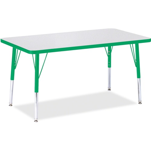 Activity Table, E-Height 15"-24", 24"x36", Gray/Green Edge