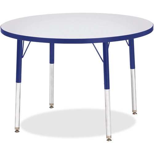 Activity Table, 36" Round, Adult Height 24"-31", Gray/Blue Edge