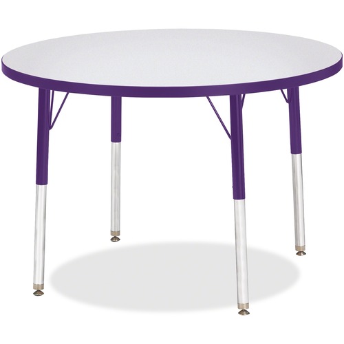Activity Table, 36" Round, Adult Height 24"-31", Gray/Purple Edge