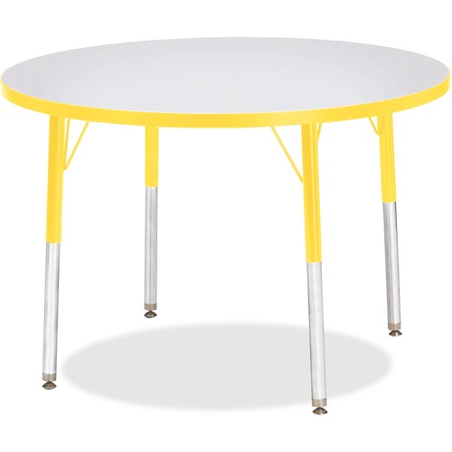 Activity Table, 36" Round, Adult Height 24"-31", Gray/Yellow Edge