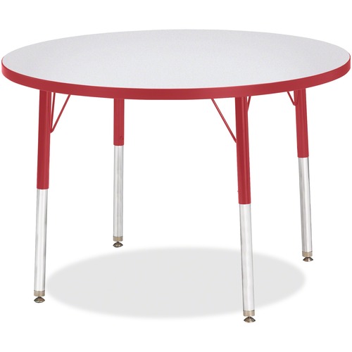 Activity Table, 36" Round, Adult Height 24"-31", Gray/Red Edge