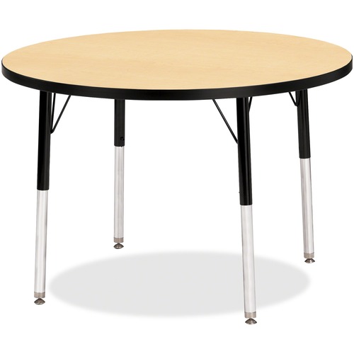 Activity Table, Round, 24"-31" x 36", Maple/Black