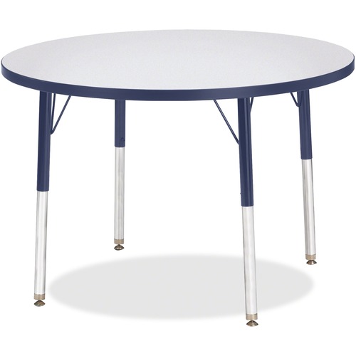 Activity Table, 36" Round, Adult Height 24"-31", Gray/Navy Edge