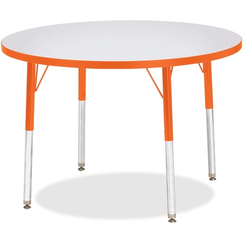 Activity Table, 36" Round, Adult Height 24"-31", Gray/Orange Edge