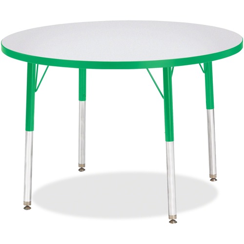Activity Table, 36" Round, Adult Height 24"-31", Gray/Green Edge