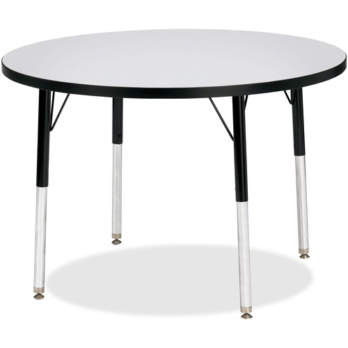 Activity Table, 36" Round, Adult Height 24"-31", Gray/Black Edge