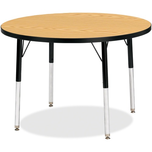 Activity Table, Round, 24"-31" x 36", Oak/Black