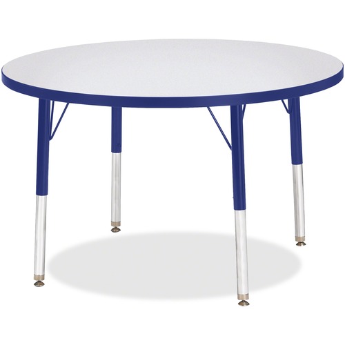 Activity Table, 36" Round, E Height, 15"-24", Gray/Blue Edge