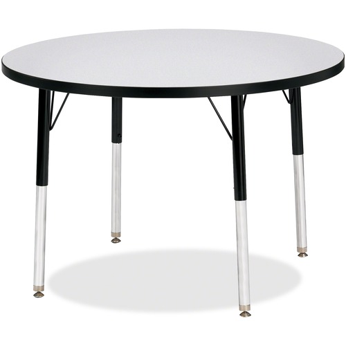 Activity Table, 36" Round, E Height, 15"-24", Gray/Black Edge