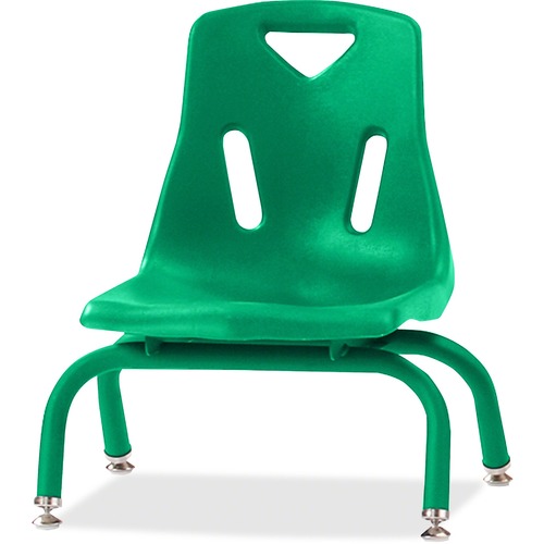 Stacking Chairs, With Powder-Coat, 8" Seat, 17.5"x15.5"x16.5", Green