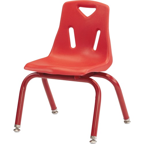 Stacking Chair, 14"H Seat, Poly Shell, Red