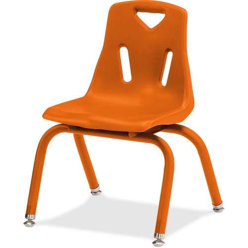 Stacking Chair, Plastic Shell, 14"H Seat, Orange