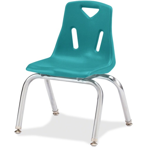 Stacking Chairs, W/Chrome Legs, 10" Seat, 20"x15.5"x13.5", Teal