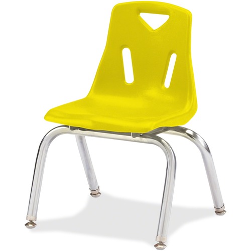 Stacking Chairs, With Chrome Legs, 14" Seat, 23.5"x15.5"x16.5", Yellow