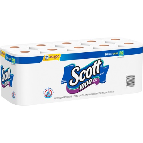 Roll, Bath, Tissue, 1 Ply, 1000 Sh 20/PK