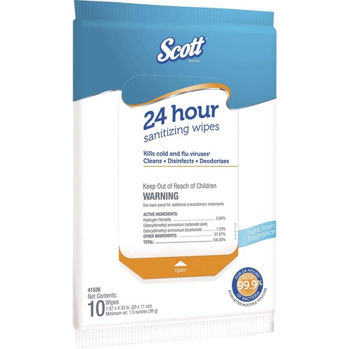 10 Wipes, Sanitizing, 24 Hour, Pack 50/CT