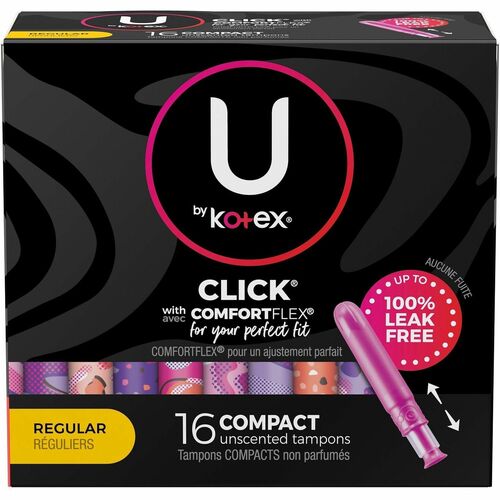 Tampon, Compact, U Kotex, Regular, 16/BX 8/CT