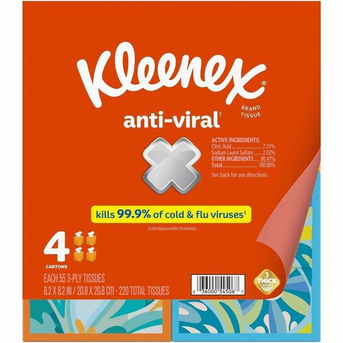 Facial Tissue, Antiviral, Upright 4/PK