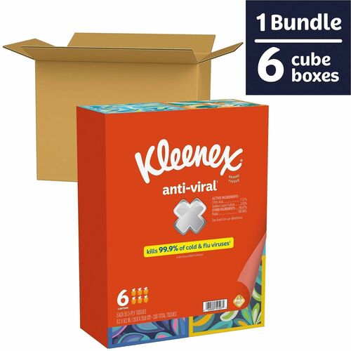 Facial Tissue, Antiviral, Upright, 4/PK 12/CT