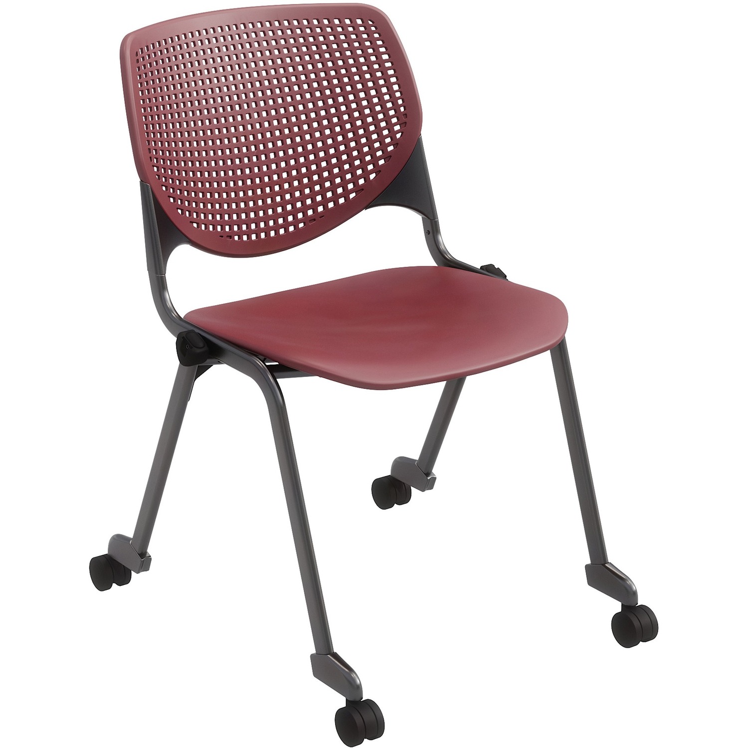 Chair, Casters, Stock, Burgundy