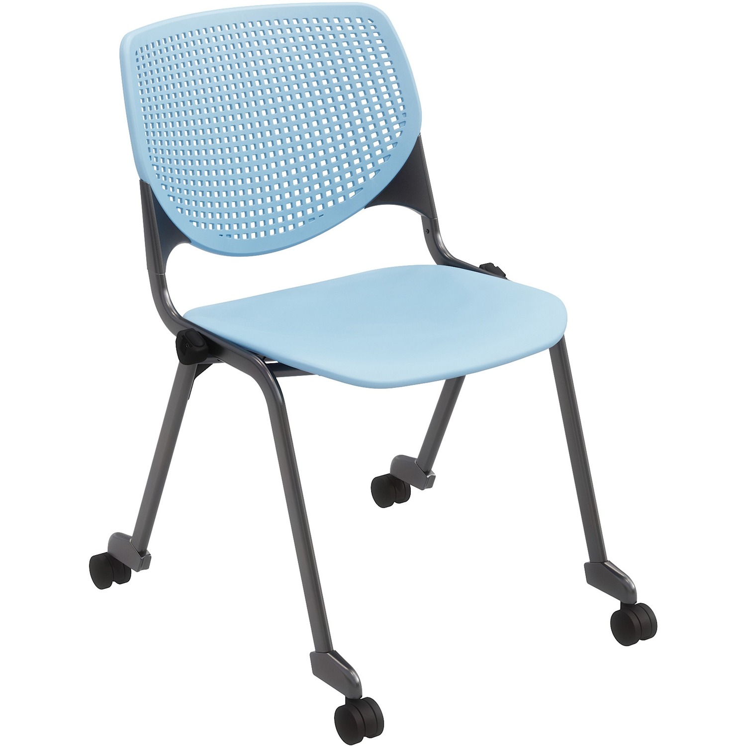 Chair, Casters, Stock, Sky Blue