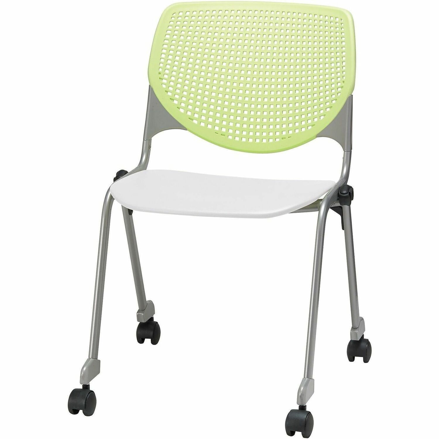 Chair, Casters, Stock, Light Medium Green, White