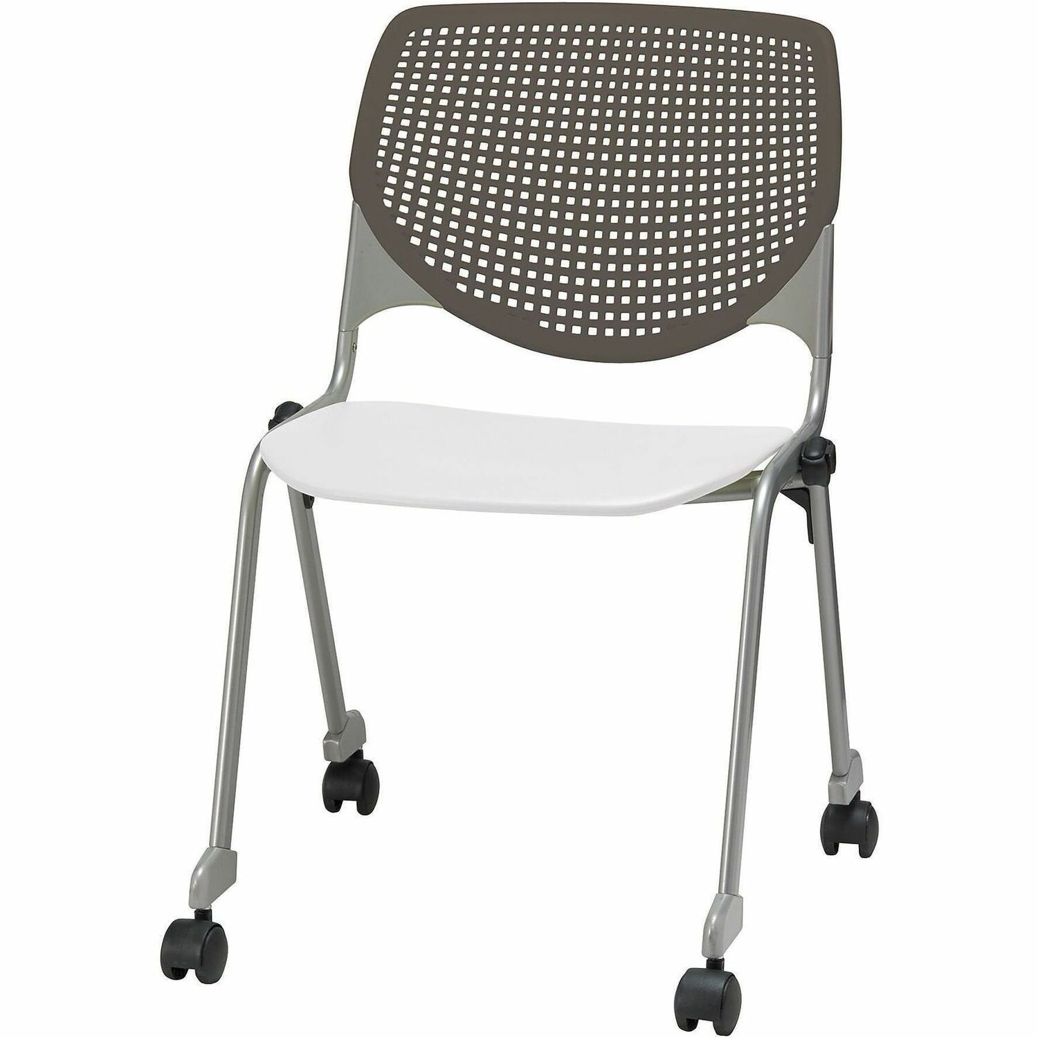 Chair, Casters, Stock, Brown Steel, White