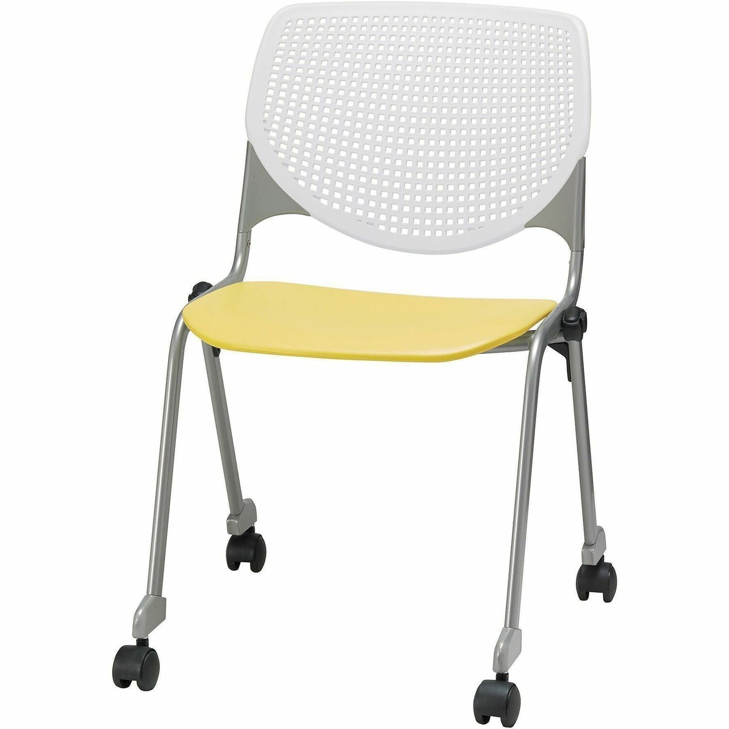 Chair, Casters, Stock, White, Yellow