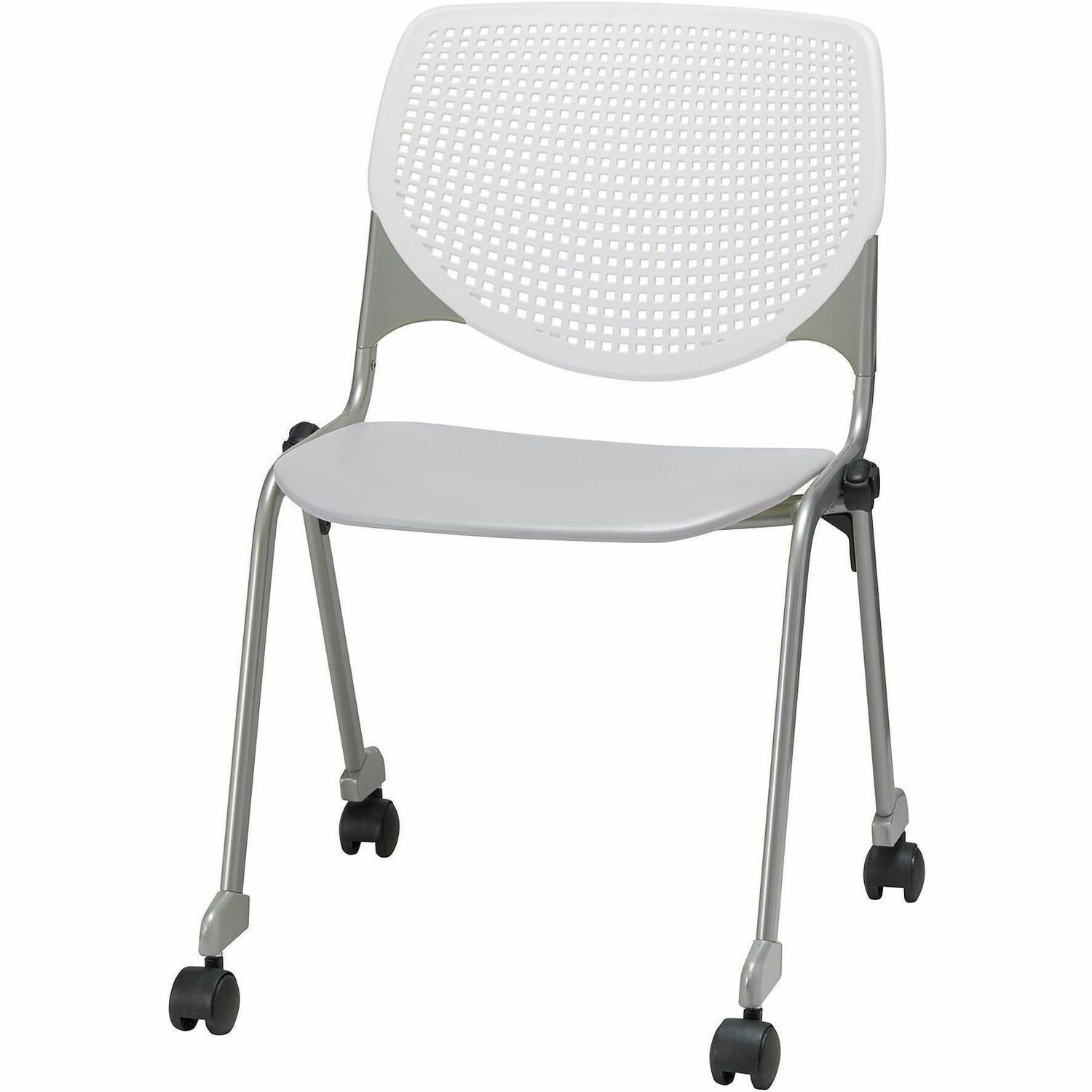 Chair, Casters, Stock, White, Light Gray
