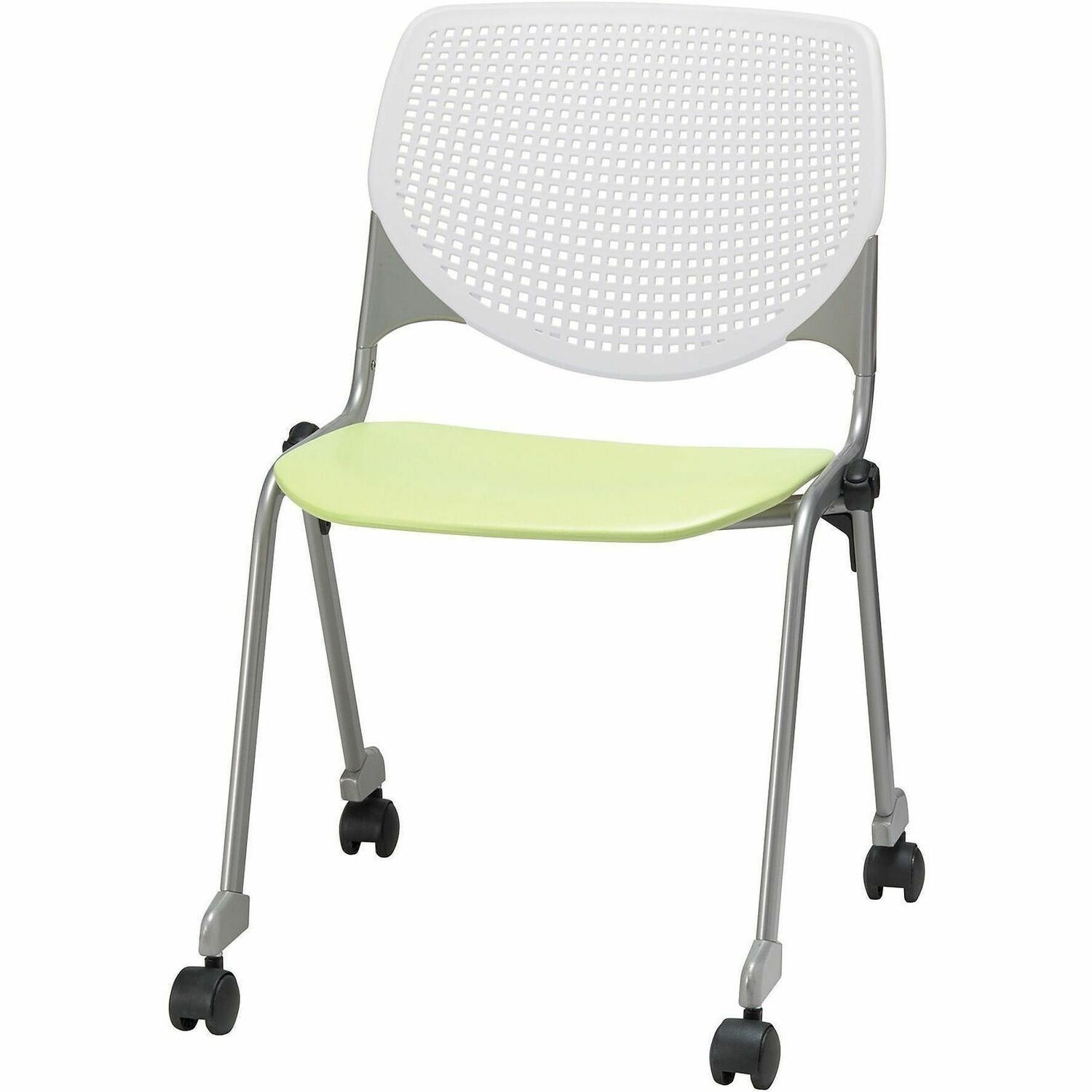 Chair, Casters, Stock, White, Light Maroon