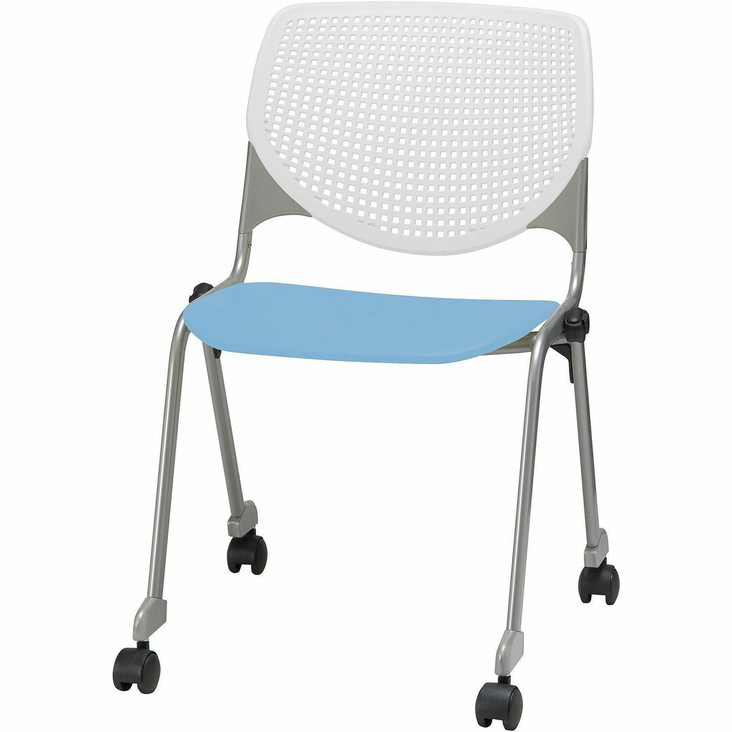 Chair, Casters, Stock, White, Sky Blue