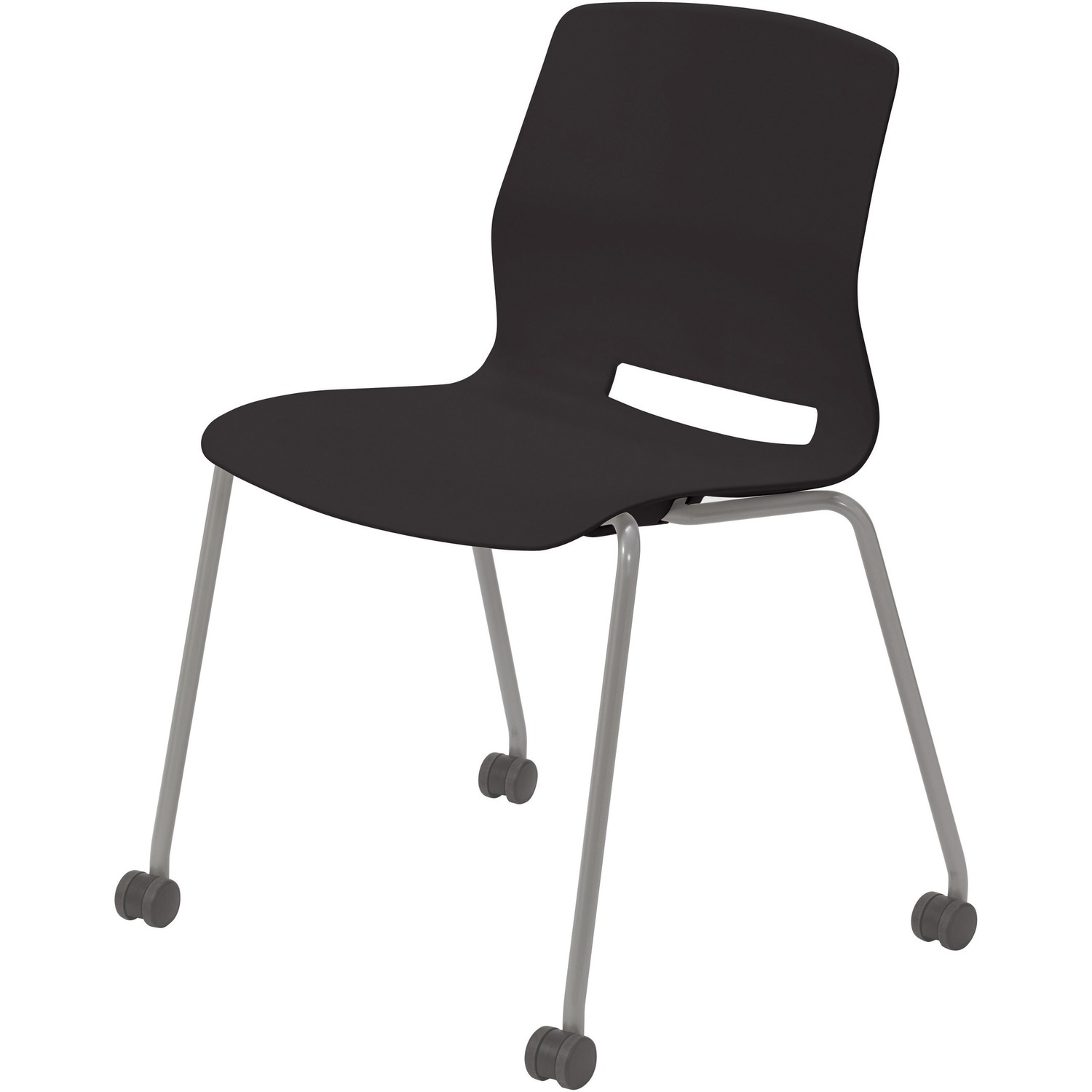 Chair, 4-Leg, No Arm, Caster, Black