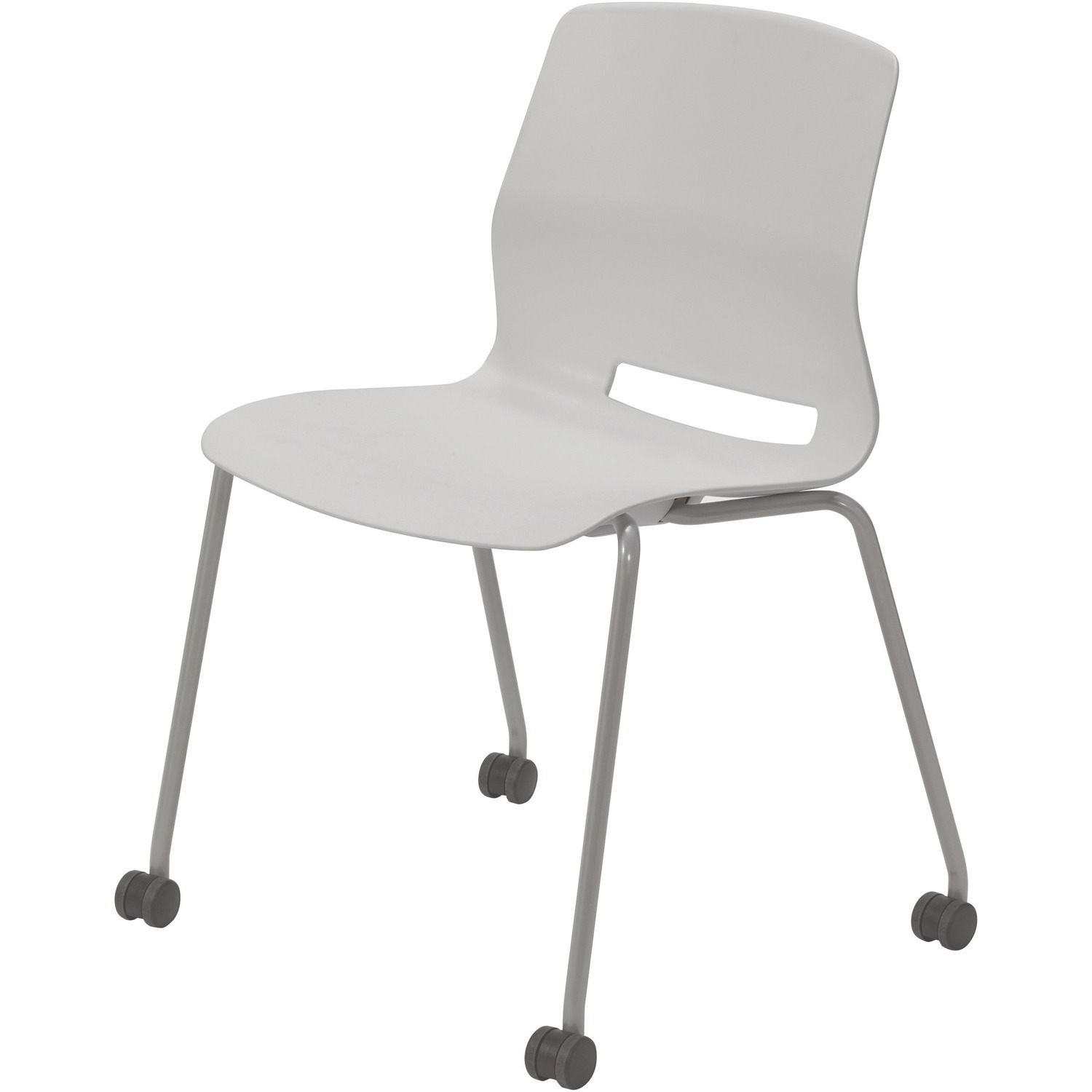 Chair, 4 Leg, No Arm, Caster, Light Gray