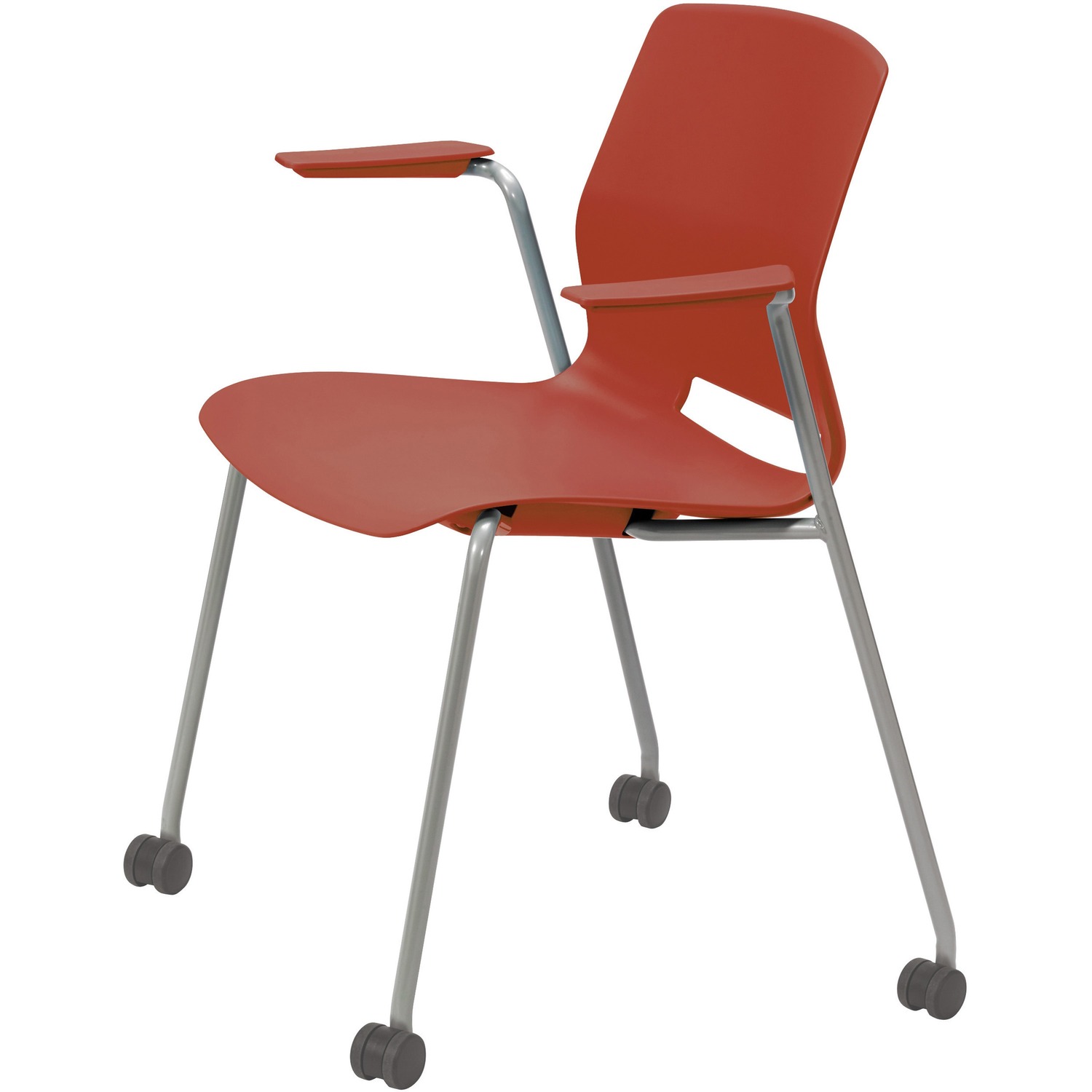Chair, 4 Leg, Arms & Casters, Clay