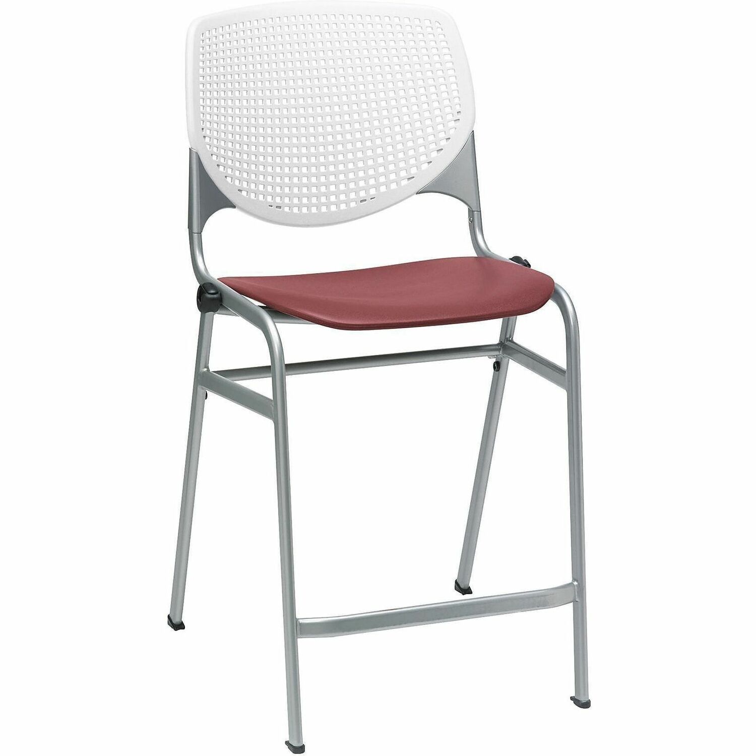 Stool, Counter, White, Burgundy