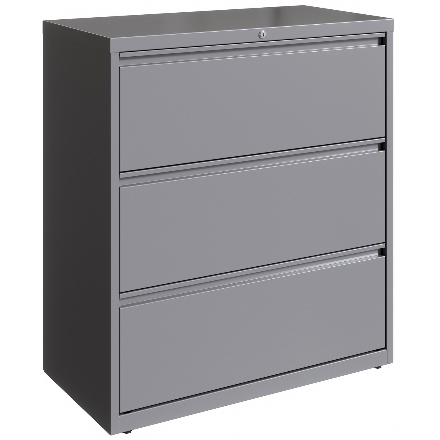 Lateral File, 3-Drawer, 36" x 18-5/8" x 40-1/4", Silver