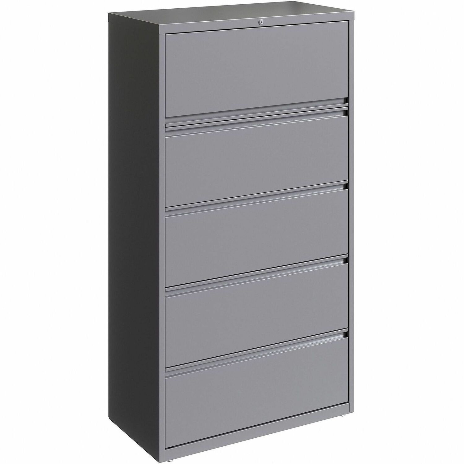 Lateral File, 5-Drawer, 36" x 18-5/8" x 67-5/8", Silver
