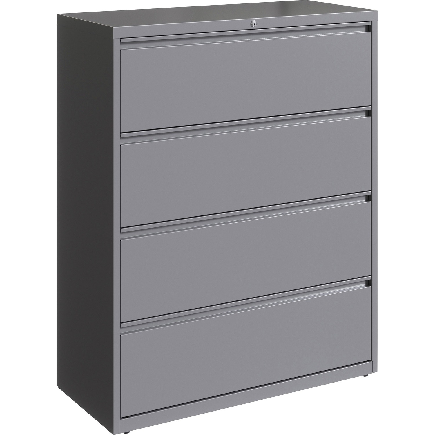 Lateral File, 4-Drawer, 42" x 18-5/8" x 52-1/2", Silver