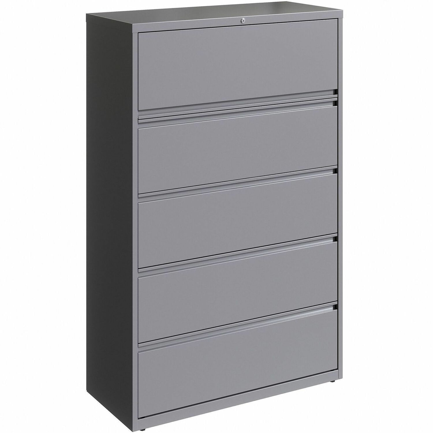 Lateral File, 5-Drawer, 42" x 18-5/8" x 67-5/8", Silver